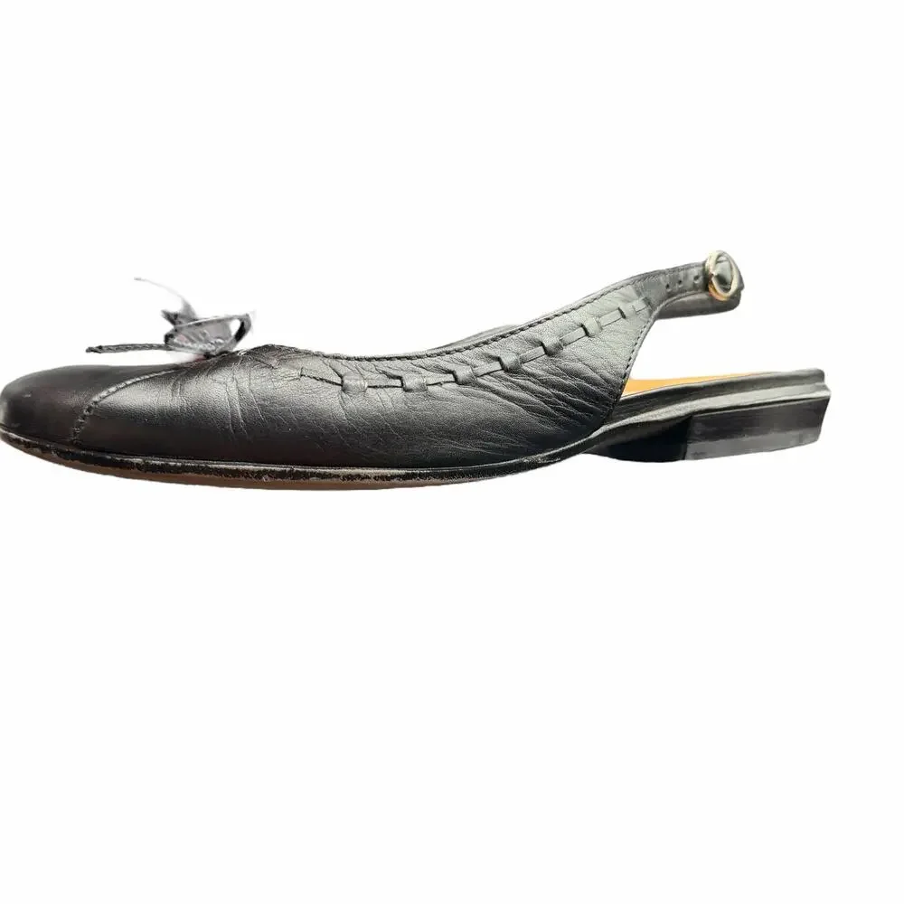 Paul Green Black Leather Slingback Ballet Flats EU 4 US 6.5 made in Austria